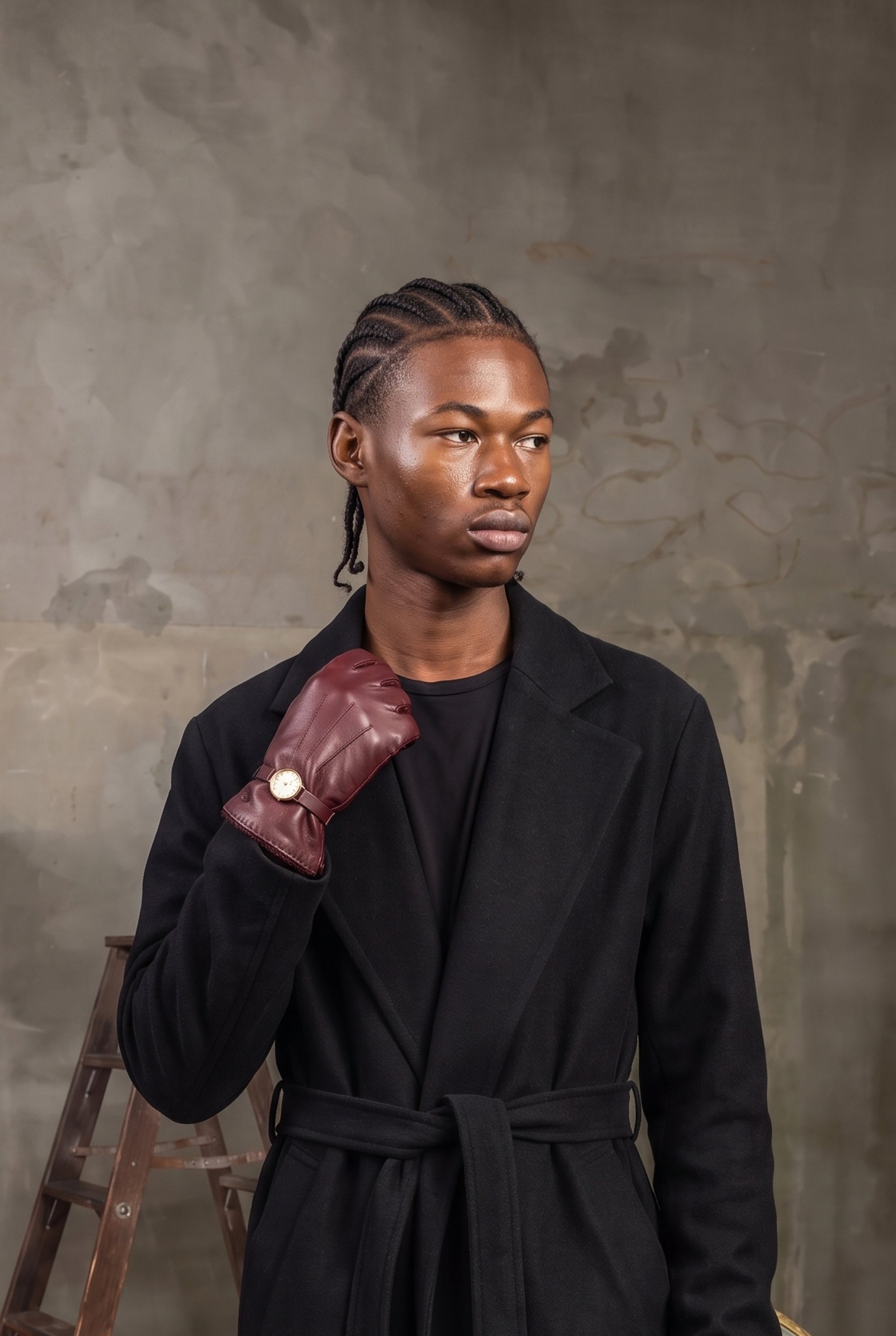 Belted Wool Coat and Raw Denim: candid