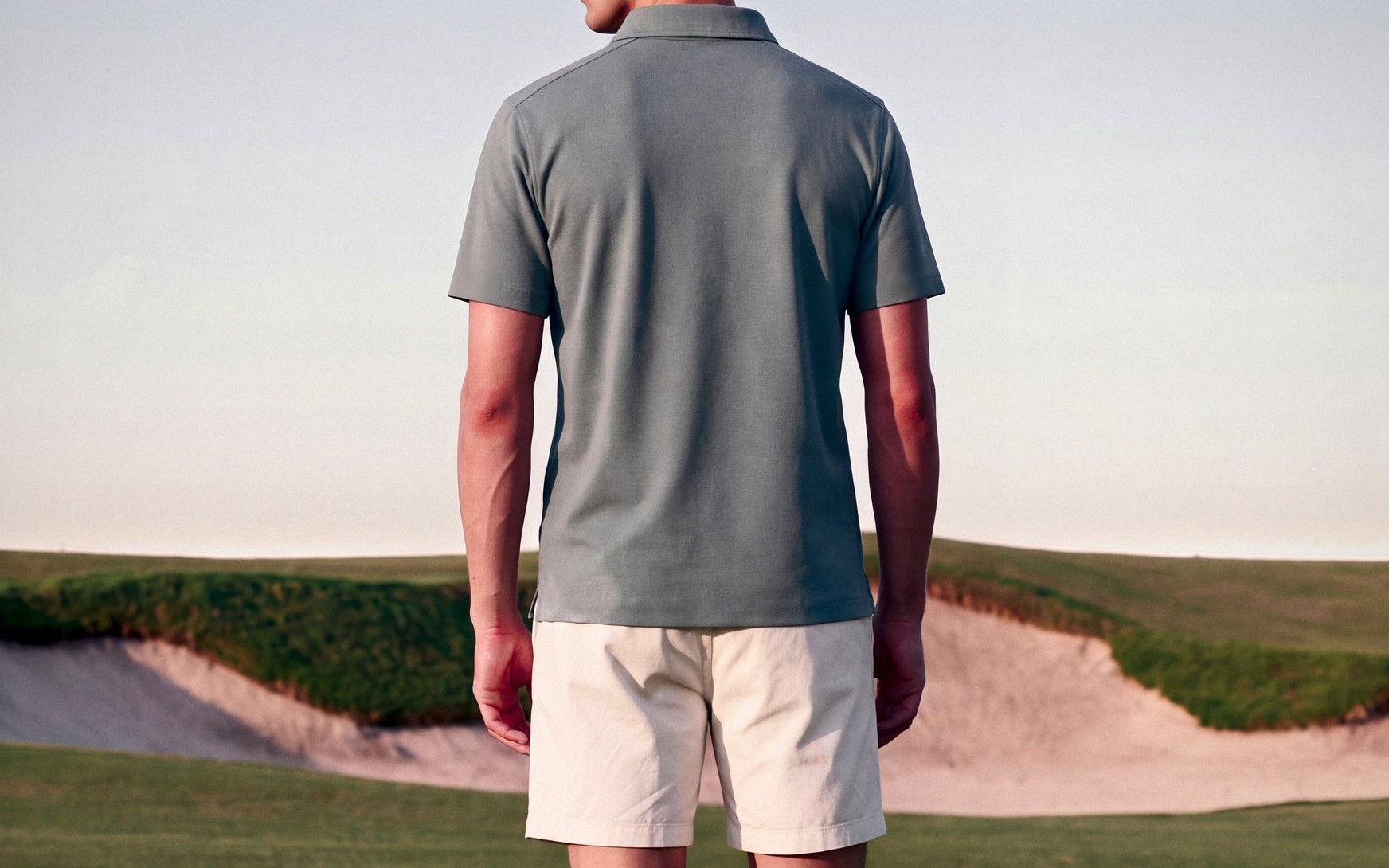 Sage Snap Polo: back view