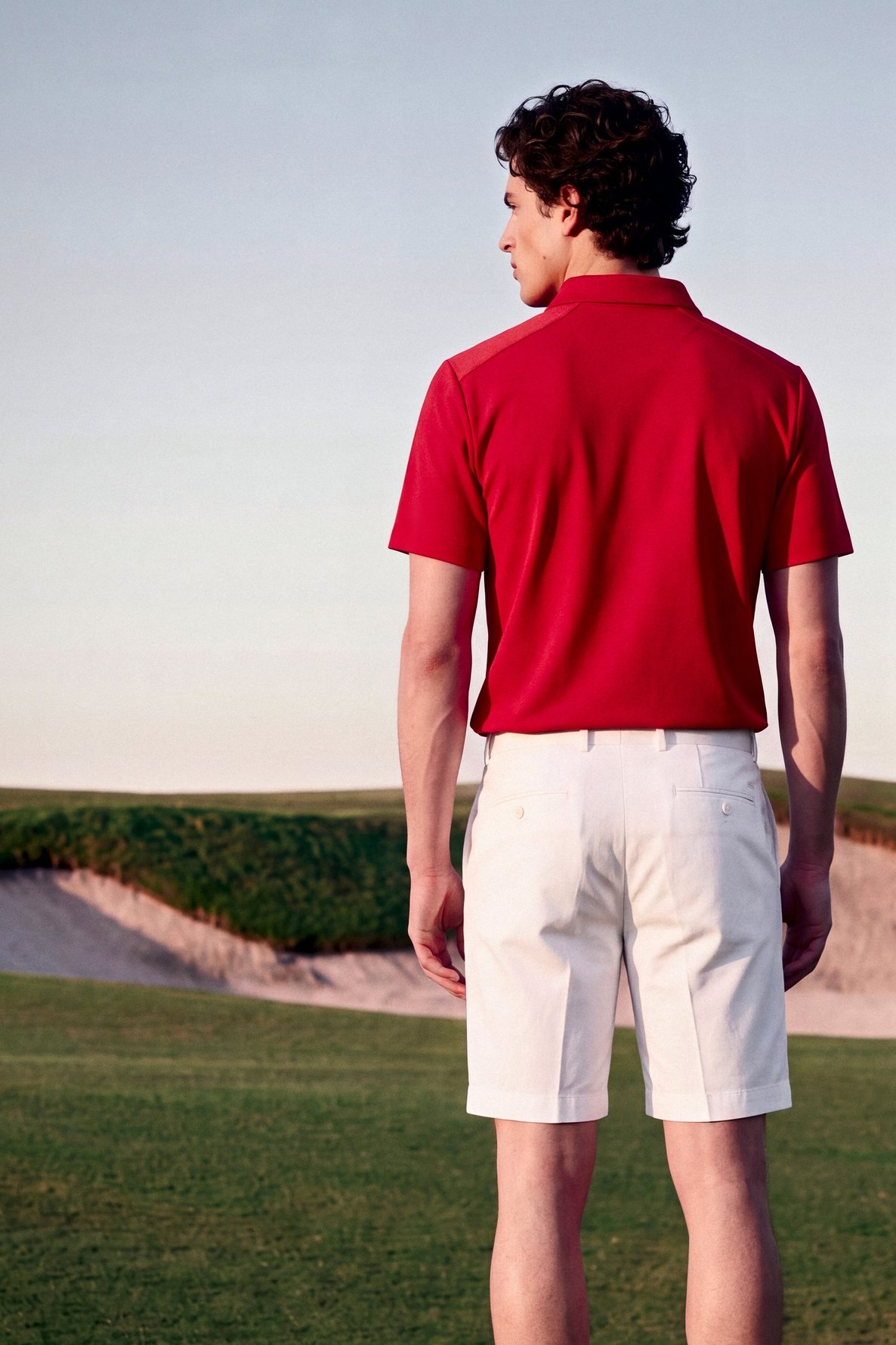 Red Quarter-Zip Polo: back view