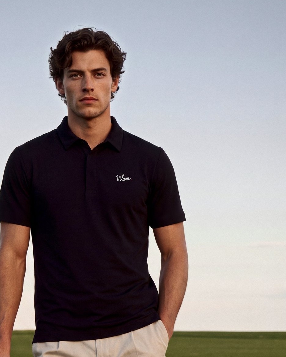 Black Hidden-Placket Polo: key visual, putter rest