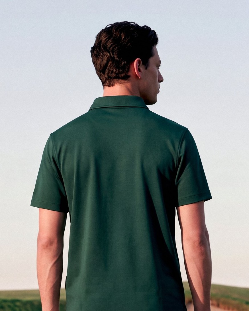 Deep Green Polo and White Shorts: back view